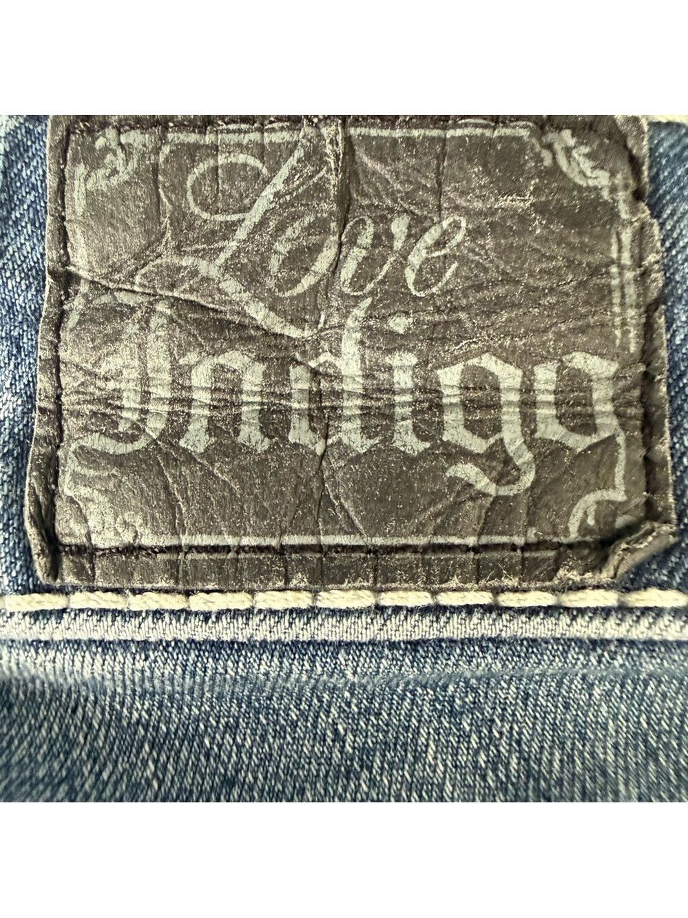 LOVE INDIGO Fleur De Lis Bling Bootcut Jeans Size 20 Y2K Embellished โจ - Picture 6 of 15